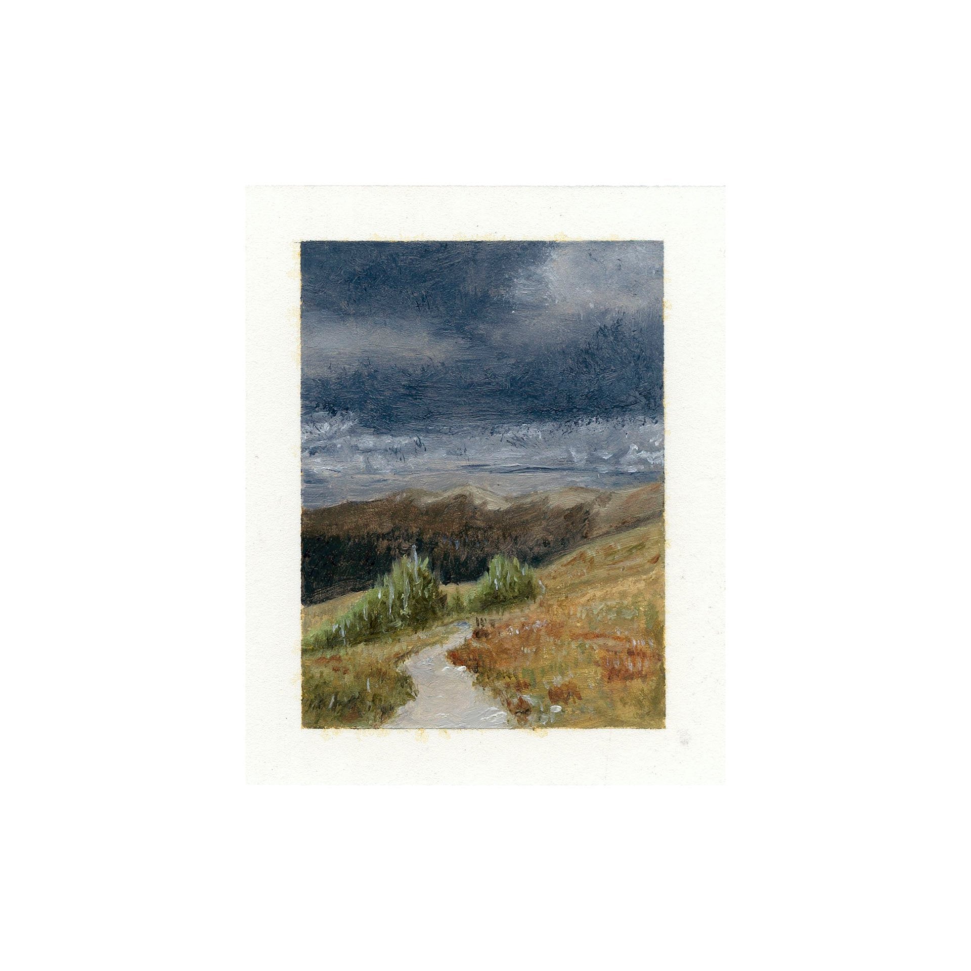 <span class="imgtitle">To the Great Divide</span> </br> 1.5" x 2" - Oil on Paper