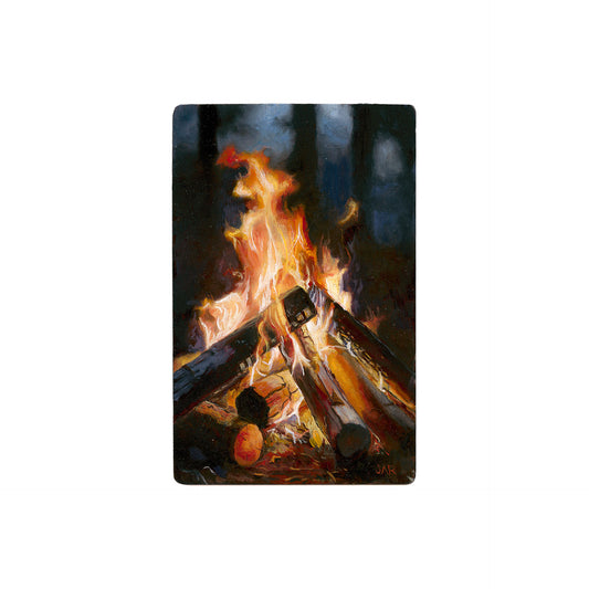 Crackling Fire (oil on copper)